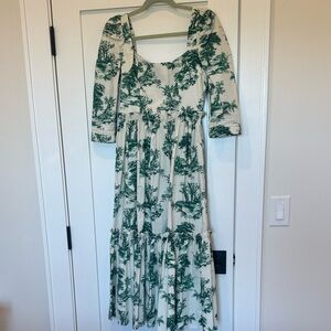 Cara Cara Green and Cream Midi Dress